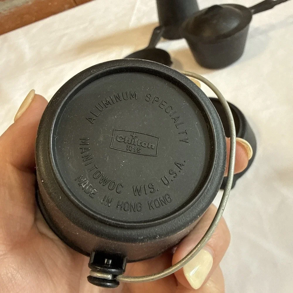 Chilton Toys Faux Cast Iron Pots & Pans - Griddle, Dutch‎ Oven, Corning Wear